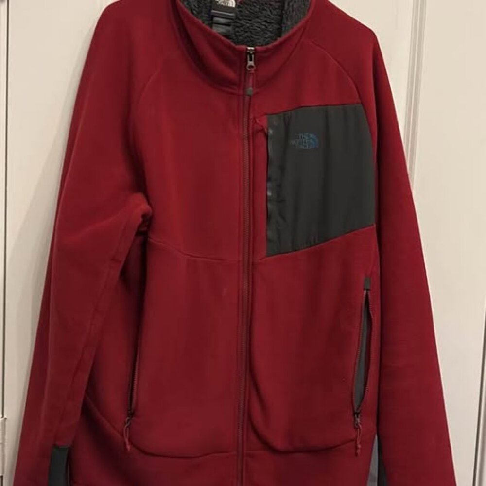 The North Face Men's Red Chimborazo Full-Zip Sherpa Lined Fleece Jacket, Size XL